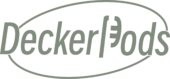 The word DeckerPods, but the P looks like a microphone